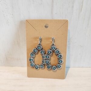 Daisy Silver and Blue Teardrop Earrings